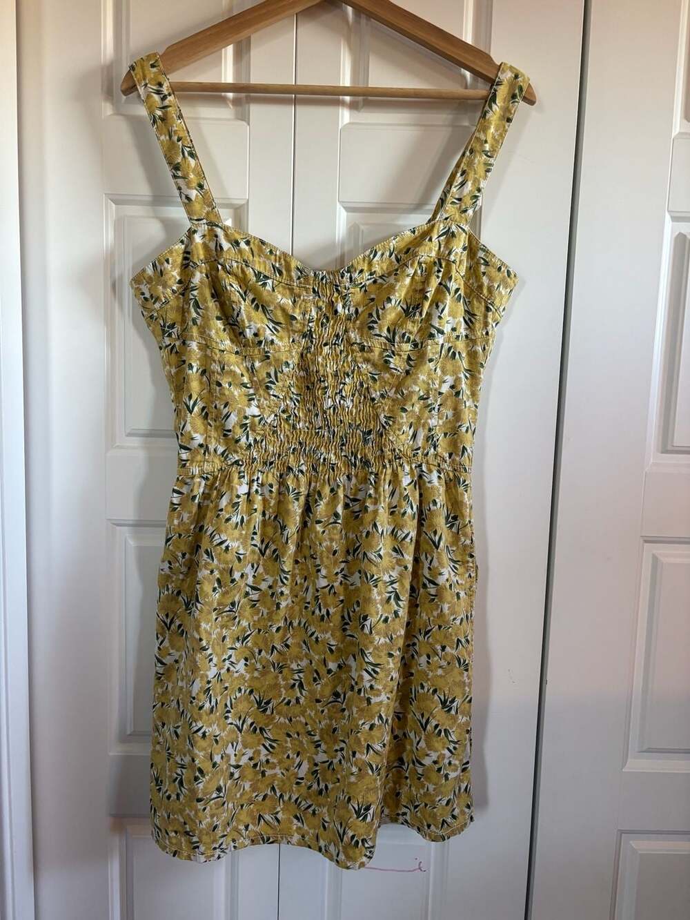 Free People Women's Yellow Floral Print Corset-Style Mini Dress